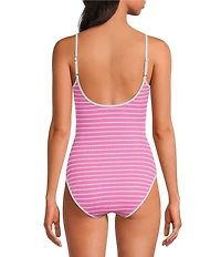 Citrus Brenton Pucker Stripe Scoop Neck Pipping Tank One Piece Swimsuit