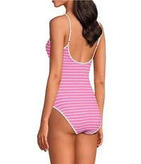Citrus Brenton Pucker Stripe Scoop Neck Pipping Tank One Piece Swimsuit