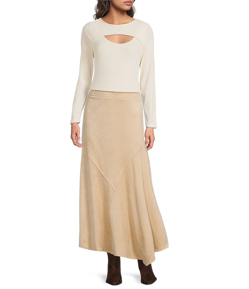 City Blues Asymmetric A-Line Midi Pull-On Skirt