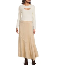 City Blues Asymmetric A-Line Midi Pull-On Skirt