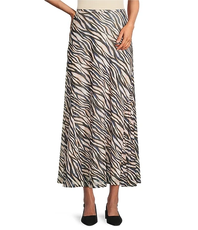 City Blues Belle Mesh Animal Print A-Line Pull-On Maxi Skirt