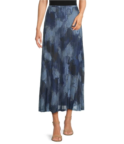City Blues Belle Mesh Ombre Print A-Line Pull-On Maxi Skirt