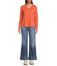 City Blues Beth Knit V-Neck Long Sleeve T-Shirt