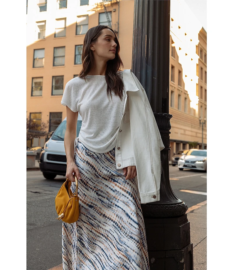 City Blues Bias Floral Pull-On Maxi Skirt