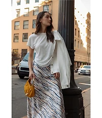 City Blues Bias Floral Pull-On Maxi Skirt