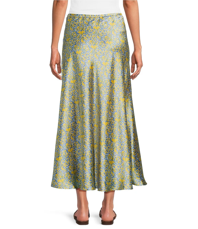 City Blues Bias Floral Pull-On Maxi Skirt