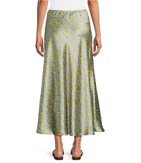 City Blues Bias Floral Pull-On Maxi Skirt