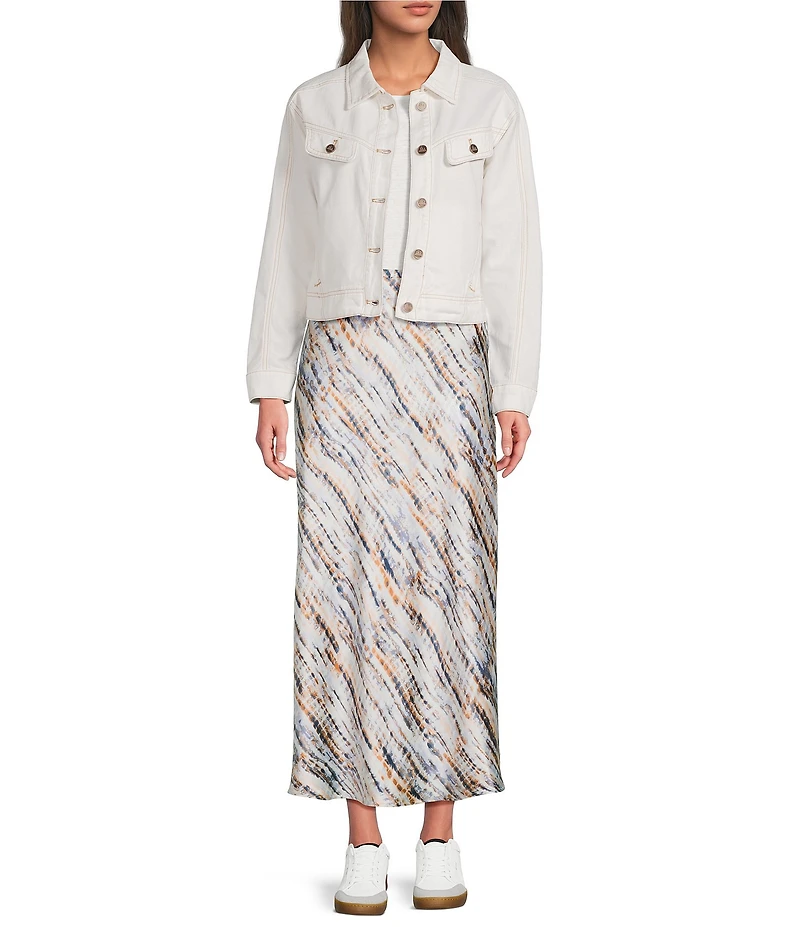 City Blues Bias Floral Pull-On Maxi Skirt