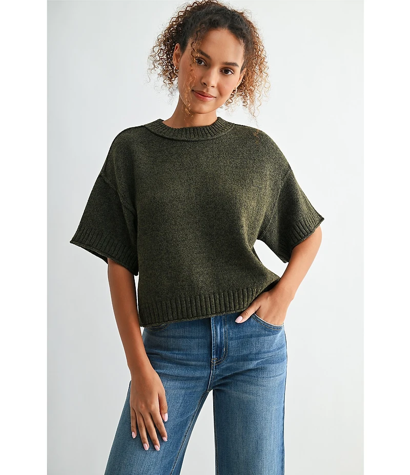 City Blues Broome Crew Neck Elbow Sleeve Cropped Sweater