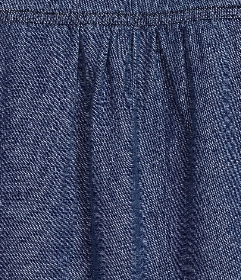 City Blues Collared V-Neck Short Sleeve Frayed Hem Shift Denim Dress