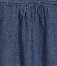 City Blues Collared V-Neck Short Sleeve Frayed Hem Shift Denim Dress
