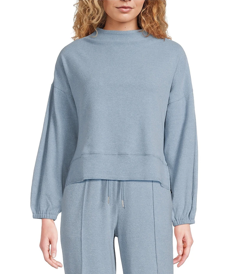 City Blues Coordinating Funnel Neck Long Sleeve Knit Cropped Top