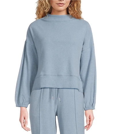 City Blues Coordinating Funnel Neck Long Sleeve Knit Cropped Top