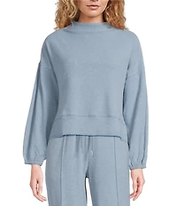 City Blues Coordinating Funnel Neck Long Sleeve Knit Cropped Top