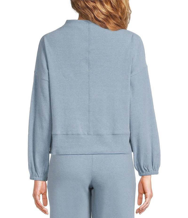 City Blues Coordinating Funnel Neck Long Sleeve Knit Cropped Top