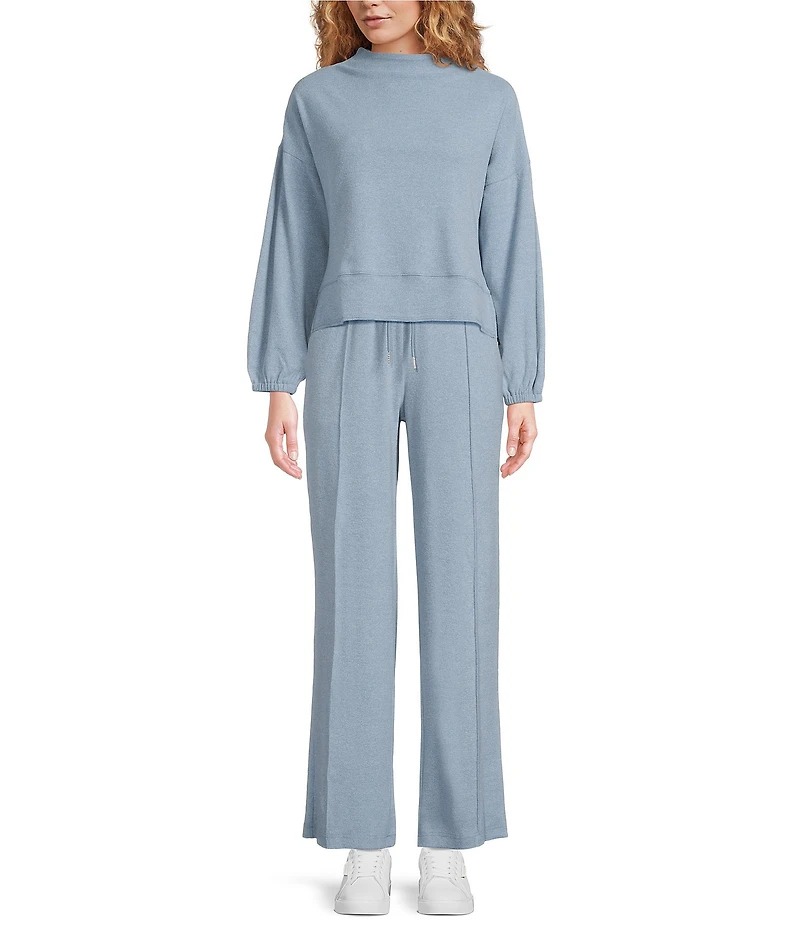 City Blues Coordinating Funnel Neck Long Sleeve Knit Cropped Top