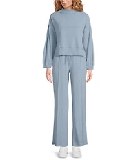 City Blues Coordinating Funnel Neck Long Sleeve Knit Cropped Top