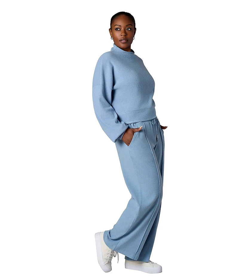 City Blues Coordinating Funnel Neck Long Sleeve Knit Cropped Top