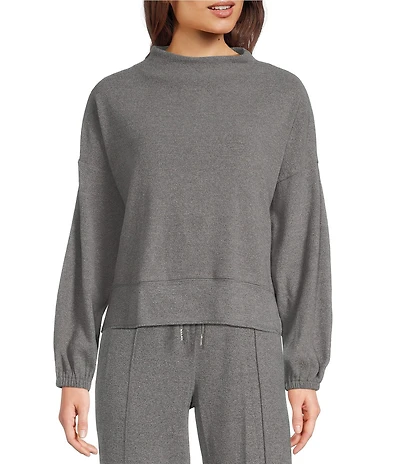 City Blues Coordinating Funnel Neck Long Sleeve Knit Cropped Top