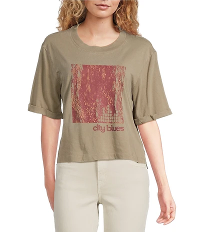 City Blues Coram Graphic Logo Crew Neck Short Sleeve Cropped T-Shirt