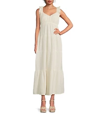 City Blues Cotton Blend Empire Tiered Midi Dress