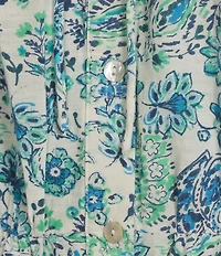 City Blues Cotton Blend Floral V-Neck Cap Sleeve Peplum Top