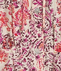 City Blues Cotton Blend Floral V-Neck Cap Sleeve Peplum Top