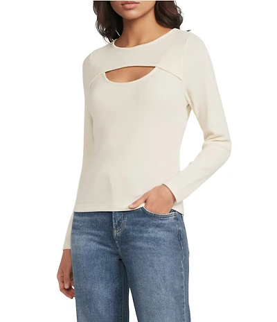 City Blues Crew Neck Long Sleeve Cut-Out Top