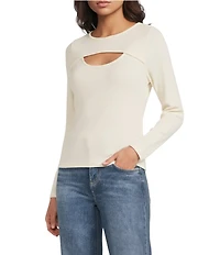 City Blues Crew Neck Long Sleeve Cut-Out Top