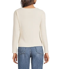 City Blues Crew Neck Long Sleeve Cut-Out Top