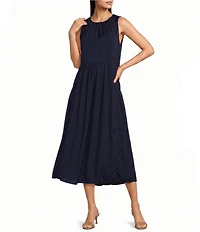 City Blues Crew Neck Sleeveless Shift Maxi Dress