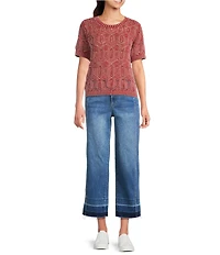 City Blues Denim Straight Leg Roll-Up Cuff Crop Jeans