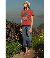 City Blues Denim Straight Leg Roll-Up Cuff Crop Jeans