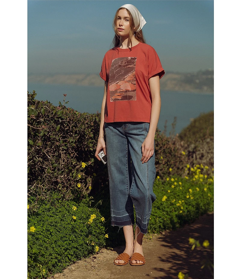City Blues Denim Straight Leg Roll-Up Cuff Crop Jeans