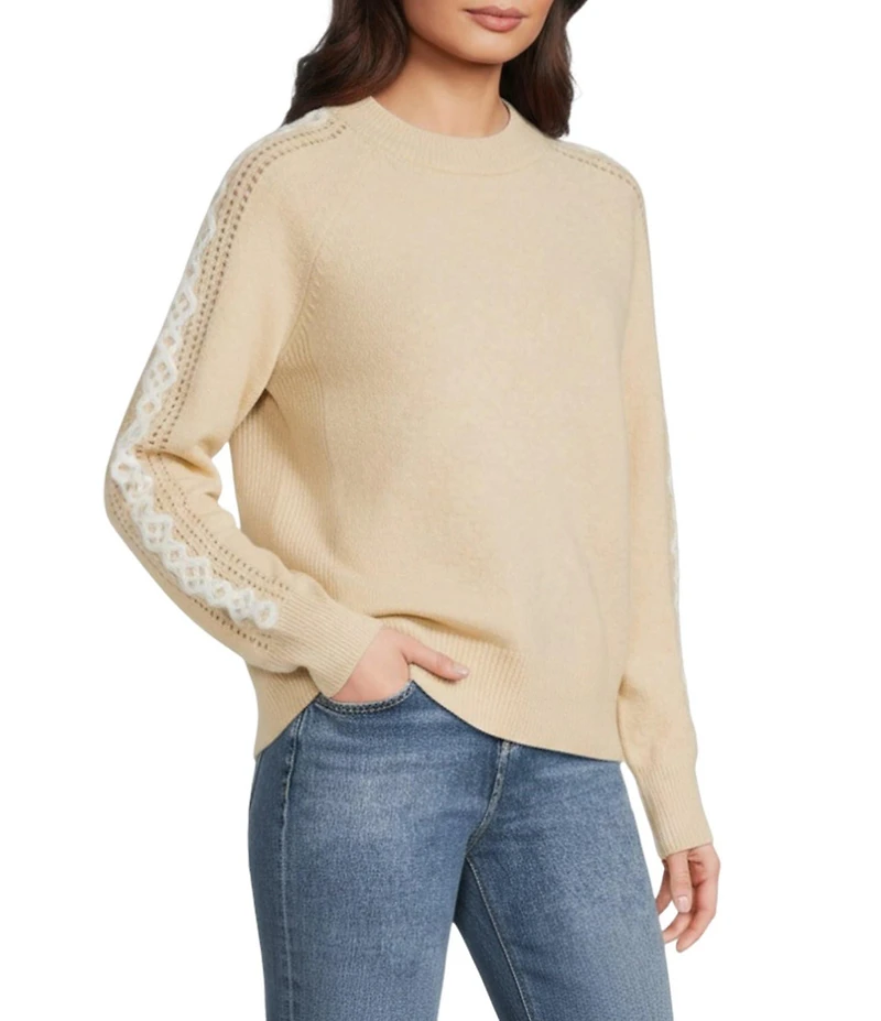 City Blues Embroidered Long Sleeve Crew Neck Knit Sweater