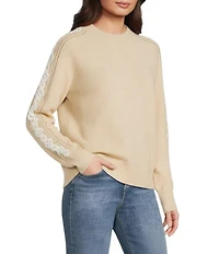 City Blues Embroidered Long Sleeve Crew Neck Knit Sweater