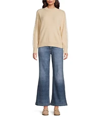 City Blues Embroidered Long Sleeve Crew Neck Knit Sweater