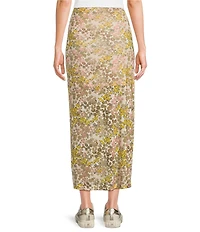 City Blues Floral Ruched Pull-On Mesh Skirt
