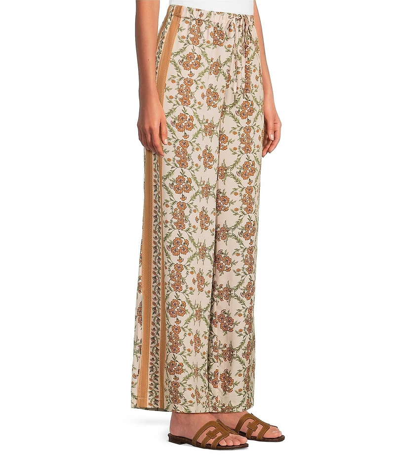 City Blues Floral Side Slit Lounge Pull-On Pants