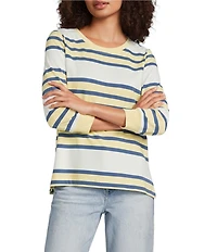 City Blues Jersey Knit Stripe Crew Neck Long Sleeve Sweater