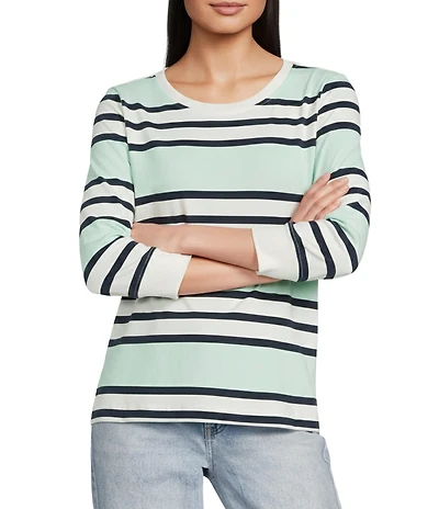 City Blues Jersey Knit Stripe Crew Neck Long Sleeve Sweater