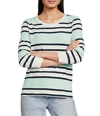 City Blues Jersey Knit Stripe Crew Neck Long Sleeve Sweater
