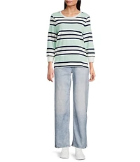 City Blues Jersey Knit Stripe Crew Neck Long Sleeve Sweater