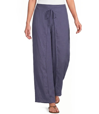 City Blues Linen-Blend Wide-Leg Pull-On Walk Through Ankle Pants