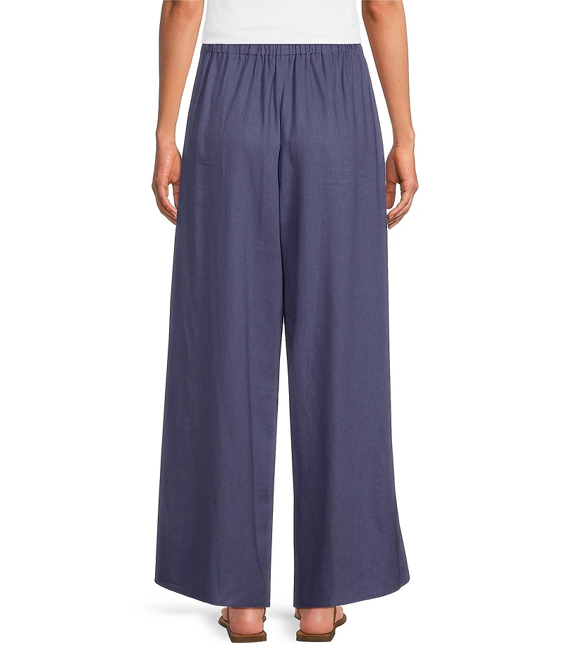 City Blues Linen-Blend Wide-Leg Pull-On Walk Through Ankle Pants