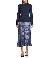 City Blues Mixed Floral Splice Lace Pull-On Maxi Skirt