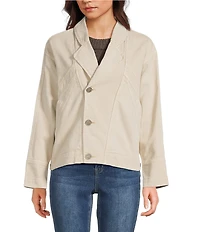 City Blues Notch Collar Long Sleeve Button Front Spliced Retro Denim Jacket