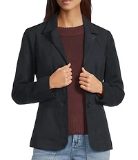 City Blues Notch Lapel Collar Long Sleeve Button Front Relaxed Blazer