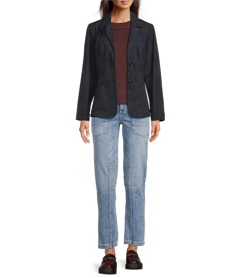 City Blues Notch Lapel Collar Long Sleeve Button Front Relaxed Blazer