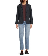 City Blues Notch Lapel Collar Long Sleeve Button Front Relaxed Blazer